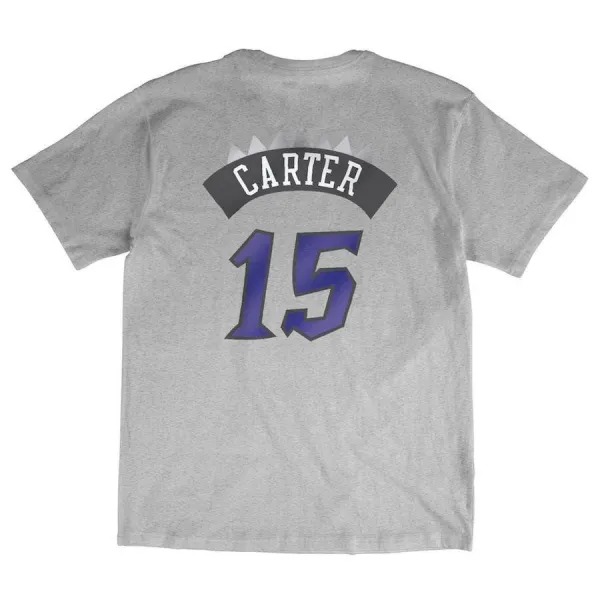 Camiseta manga corta name and number Vince Carter Toronto Raptors gris vista trasera