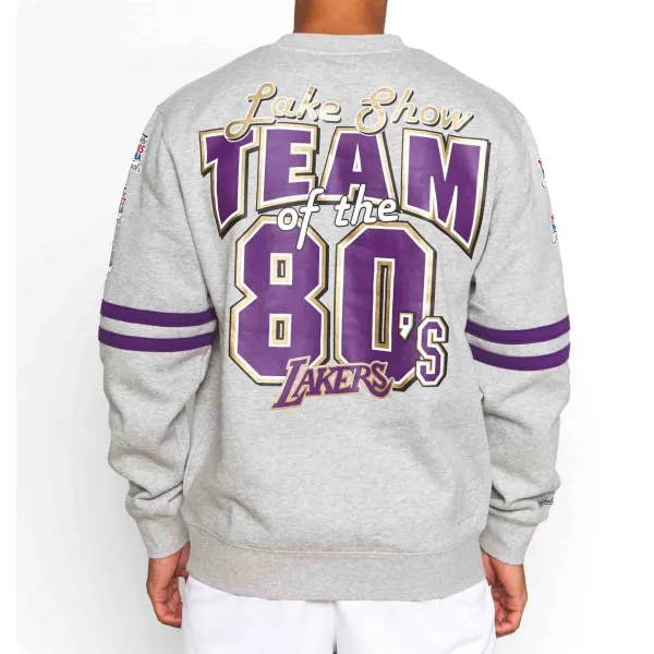 SUDADERA LAKERS "ALL OVER PRINT FLEECE CREW" MITCHELL AND NESS