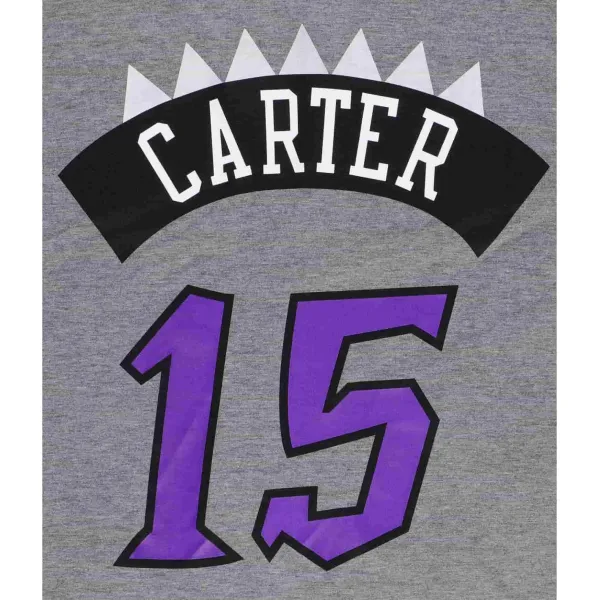 Camiseta manga corta name and number Vince Carter Toronto Raptors gris detalle trasero