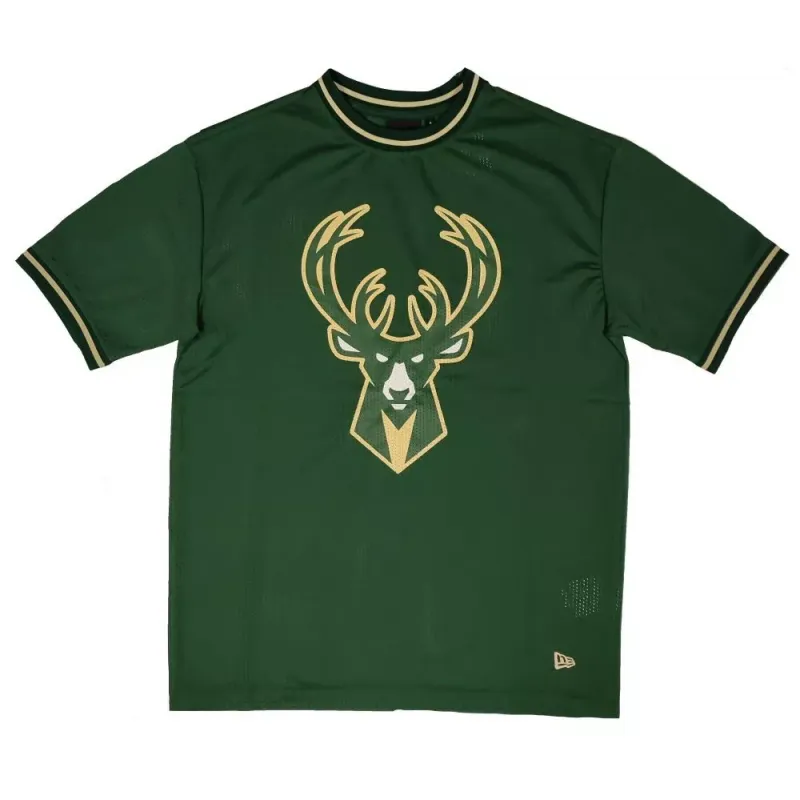 CAMISETA MILWAUKEE BUCKS - NBA MESH TEAM LOGO OVERSIZED NEW ERA -VERDE