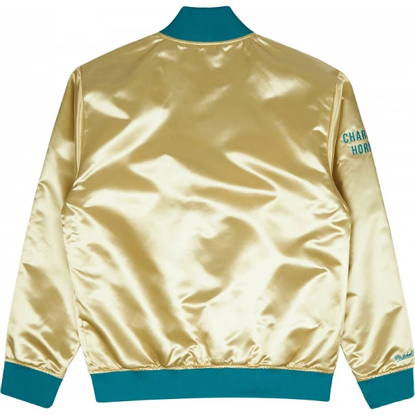 chaqueta charlotte hornets mitchell and ness fashion lw satin jacket light gold