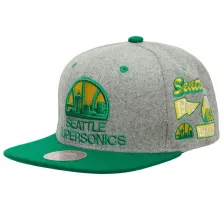 gorra plana Seattle Supersonics NBA melton Patch de Mitchell and Ness