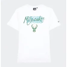 Camiseta manga corta Milwaukee Bucks Script de New Era