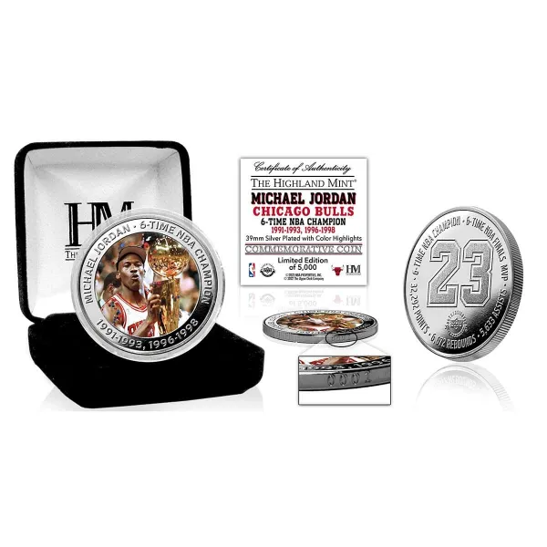 Moneda Michael Jordan Silver Mint - 6 Championships Chicago Bulls