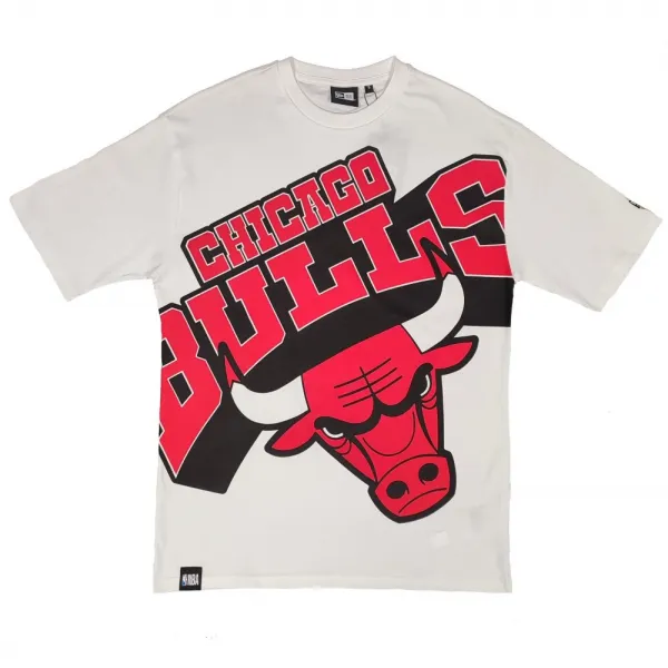 Camiseta de baloncesto NBA Large Wordmark Chicago Bulls blanca de New Era