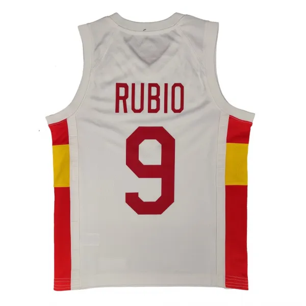 Camiseta Baloncesto Ricky Rubio con Seleccion Española Talla Junior Blanca