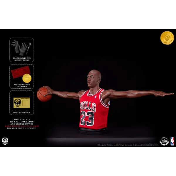 Figura Michael Jordan con Chicago Bulls - Estatua Busto "Wings" Gold EX 1/1 PCS 81cms