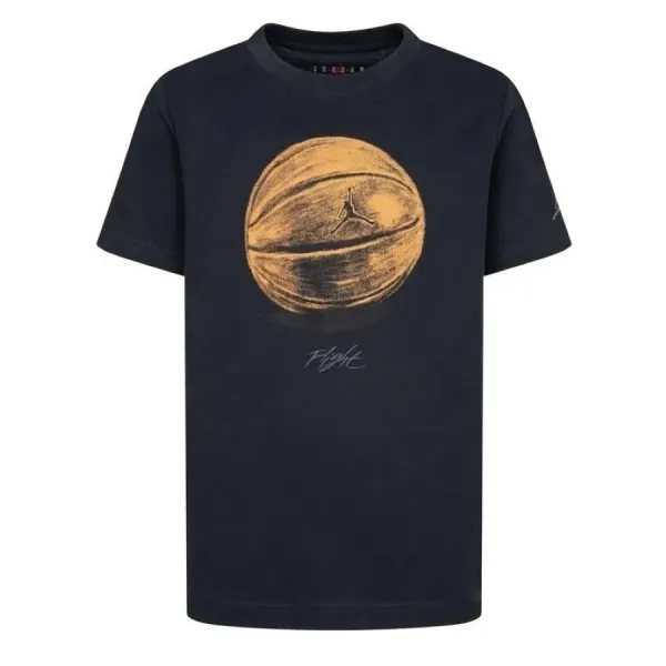 Camiseta Air Jordan Game of Flight junior negra con balon vista frontal