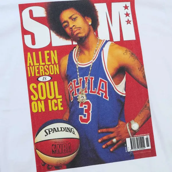 Camiseta Manga Corta Allen Iverson con Philadelphia Sixers colección Slam detalle