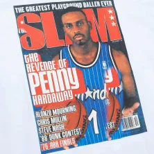 Camiseta Penny Hardaway Slam Cover de Mitchell & Ness blanca detalle