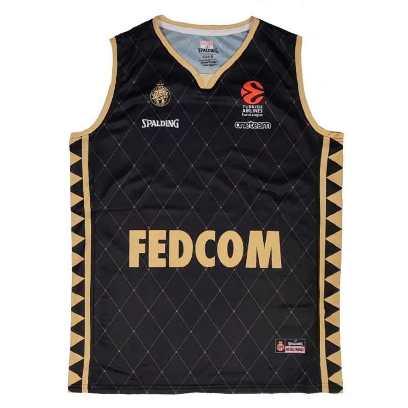 Camiseta AS Monaco Basket Spalding Euroliga negra